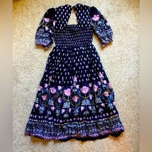 Anthropologie Dasha Smocked Midi Dress Size S